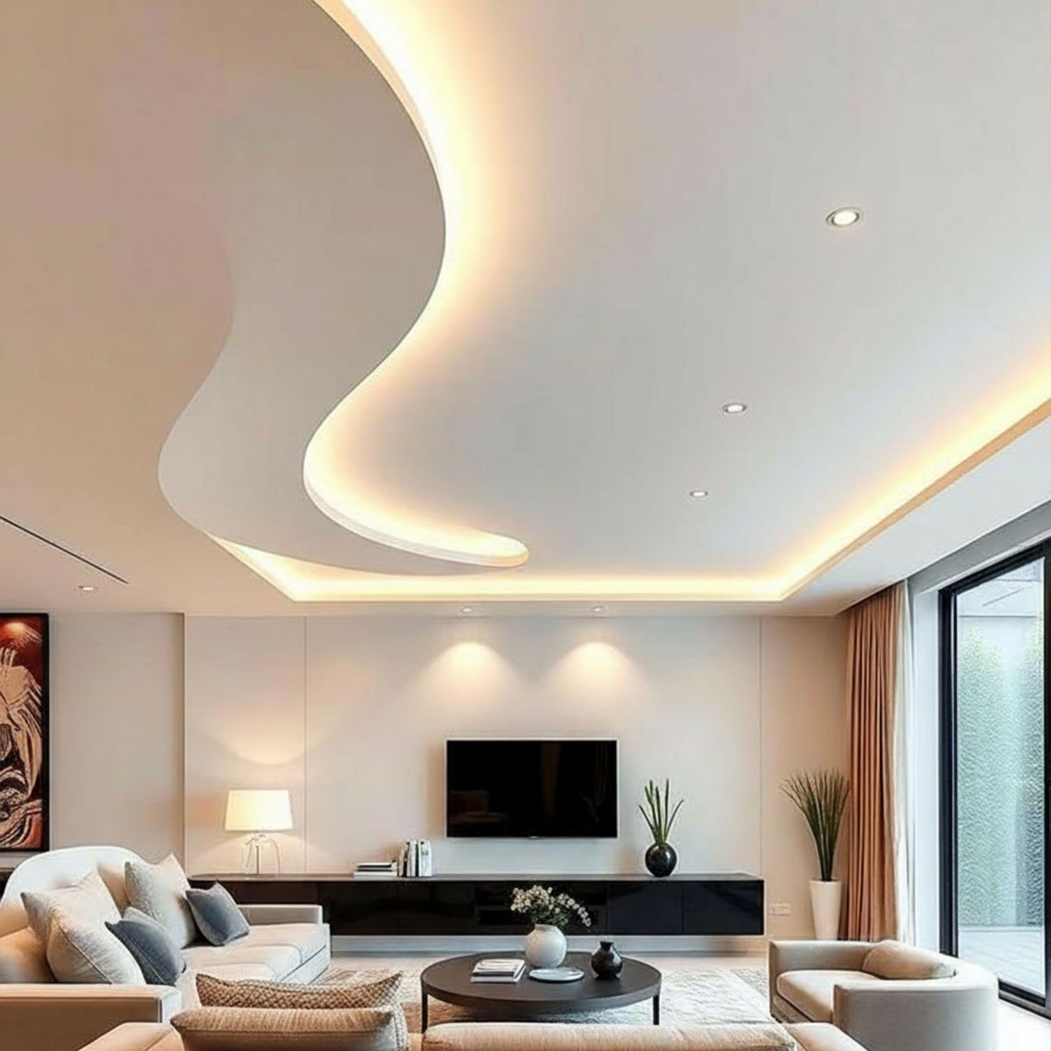 Wave-Design-False-Ceiling-Living-Room